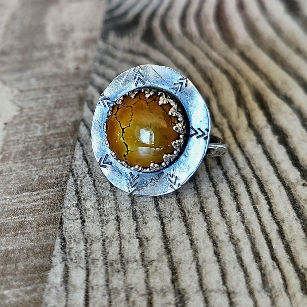 Handmade Sterling Silver and Tibetan Turquoise Gemstone Women's Ring